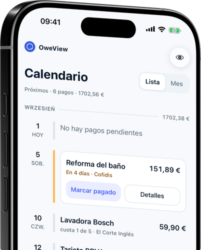 Cada pago en una sola línea de tiempo, con totales mensuales