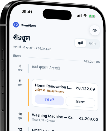 हर भुगतान एक ही टाइमलाइन पर, महीने के कुल के साथ