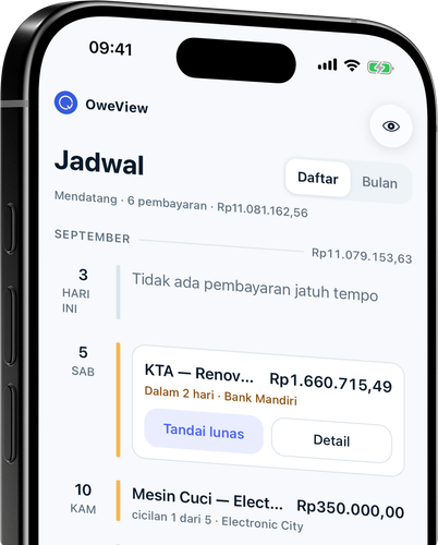 Setiap pembayaran dalam satu garis waktu, dengan total bulanan